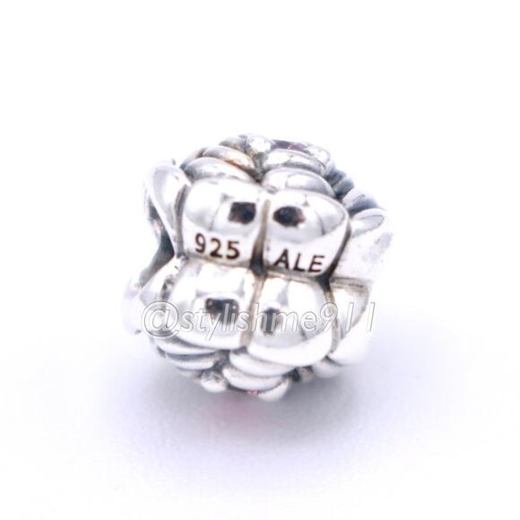 Authentic Pandora Blooming Rose Charm with Salmon Pink Zirconia - Picture 9 of 12